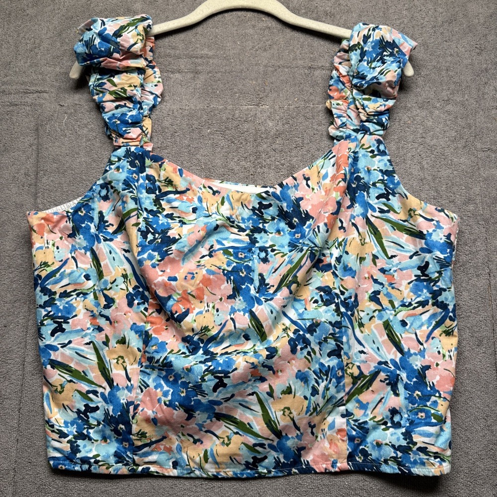 Abercrombie & Fitch Floral Crop Top Women's XL Y2K Boho Coastal Beach Summer